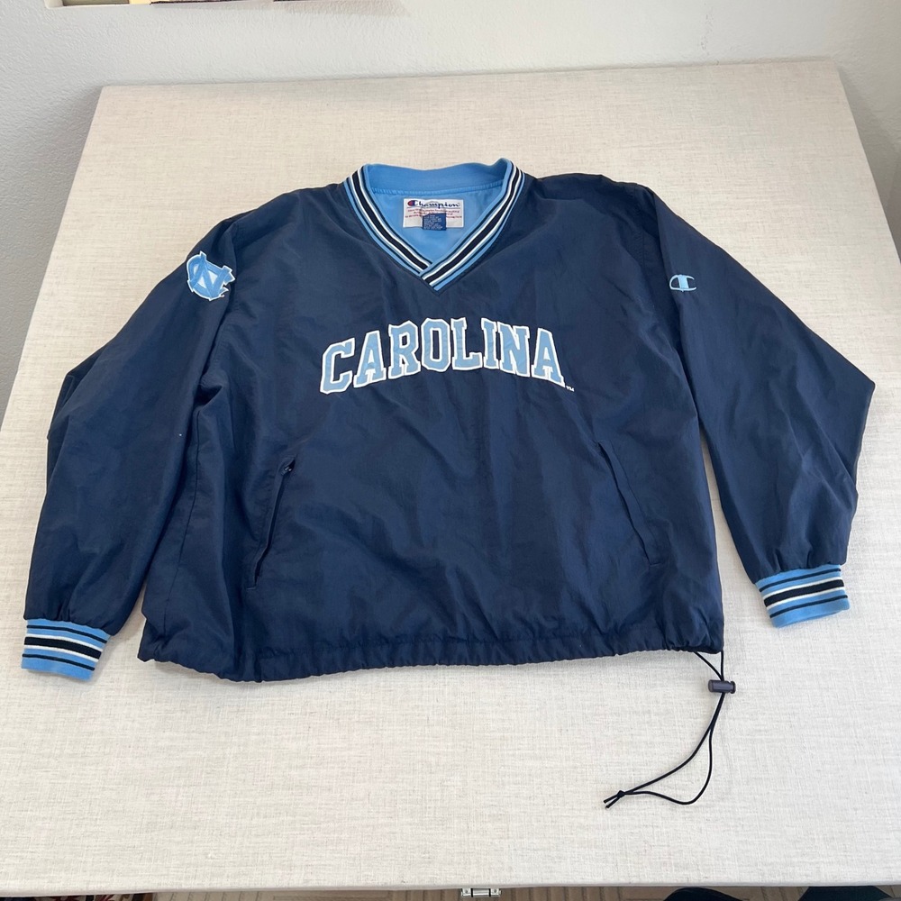 Champion Windbreaker Pullover Mens XL Navy Blue UNC Carolina NCAA